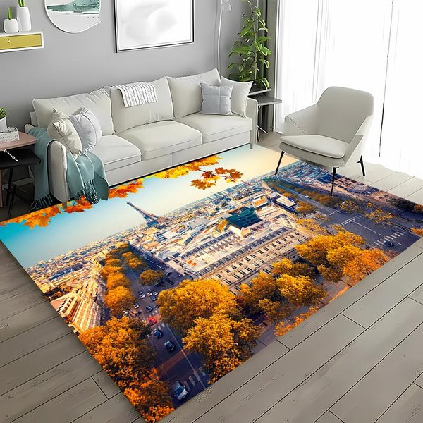 Paryż WieżA Eiffla Dywan AntypośLizgowy Dywanik Obszarowy Dywany Do Domu Salon Sypialnia DziecięCa Sofa Wycieraczka Kuchenna Dywanik Na PodłOgę Dekor 40X60Cm (16X24In) Gray-image