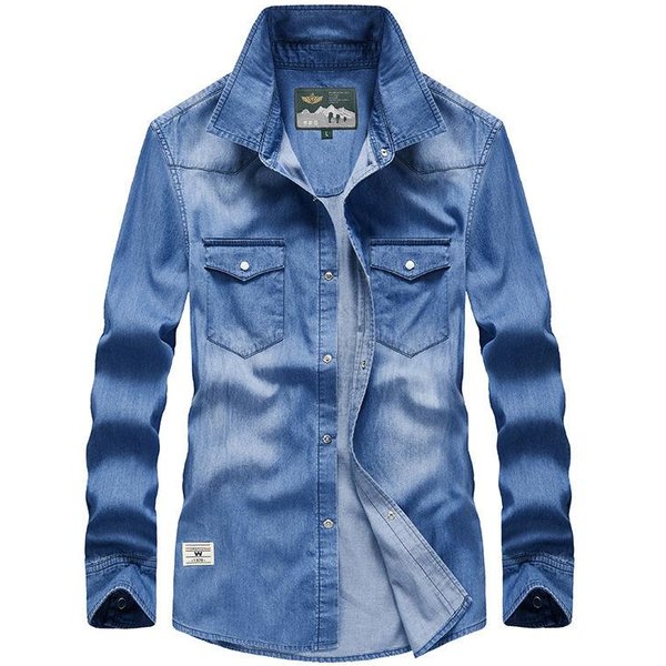 Camisa Vaquera Nueva Para Hombre, Manga Larga, Ropa Informal Para Hombre, Camisa De Primavera Y OtoñO. XL Gray-image