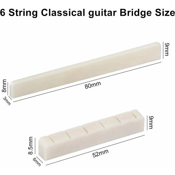 Miwayer Guitar Bone Bridge NakręTka I SiodełKo 1 Para Do 6-12 Strunowej Gitary Akustycznej Lub Klasycznej-image