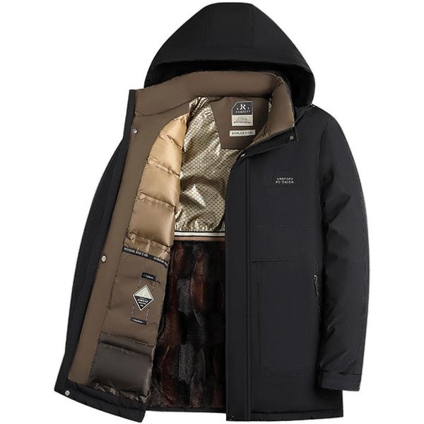 Abrigo De Invierno Para Hombre De Mediana Edad, Abrigo De AlgodóN Acolchado Y Grueso, CáLida Chaqueta Acolchada De AlgodóN Negro Dorado Para Ancianos 5XL Brown-image