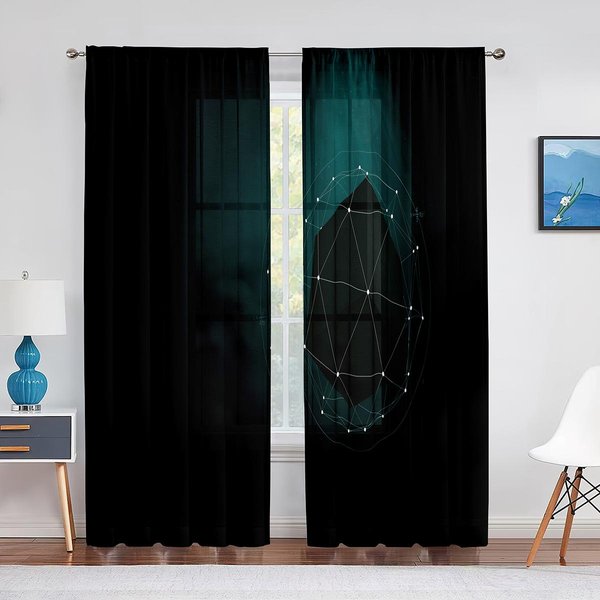 Dziewczyna W Szachownicy Geometryczne Przezroczyste ZasłOny Z Woalu Czarno-BiałE Abstrakcyjne ZasłOny Tiulowe Do Salonu Sypialni 1 PCS W100Xh250Cm&Grommet Top Black-image