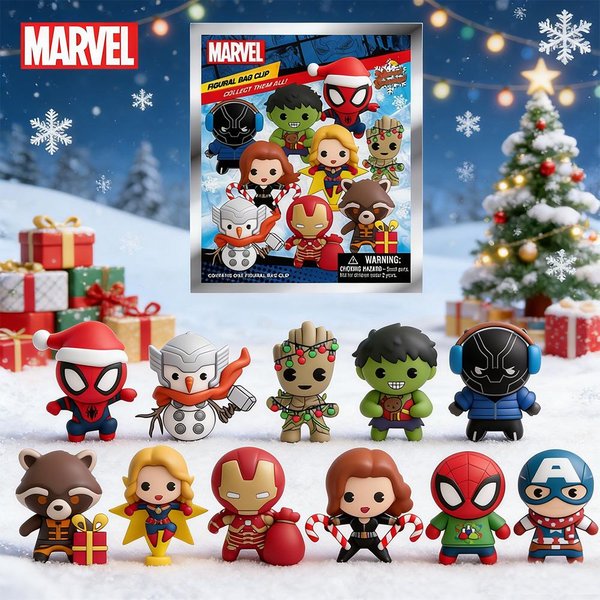 1 Unidad Marvel Licencia Oficial Los Vengadores Figura 3D Caja Ciega Llavero Clip Bolsillo Figura Anime Llavero Duradero Coleccionista Anime Mochila Kering-image