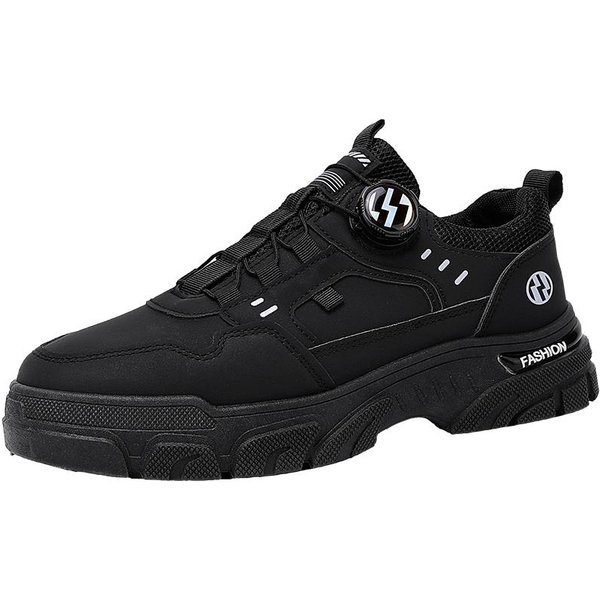 Zapatillas De Deporte De OtoñO Para Hombre, Nuevas Zapatillas De Trabajo Transpirables, Zapatos De Suela Gruesa A La Moda, Zapatos De Skate Blancos Antideslizantes, Botines Casuales 42 Black-image