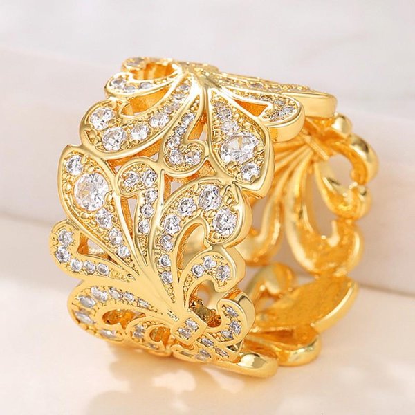 Huitan Nuevos Anillos Preciosos Para Mujer EstéTica PatróN Calado Con Circonita CúBica Brillante Lujo Moderno Fiesta De Boda JoyeríA Femenina 8-image