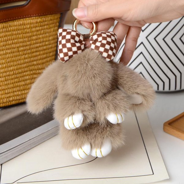 15Cm Puszysty Pompon Z Futra KróLika MięKki Uroczy KróLiczek Zabawka Dekoracja Do Torebki Akcesoria Prezent Dla Dziewczynek Breloczek Do Torebki About 15 Cm Gray-image