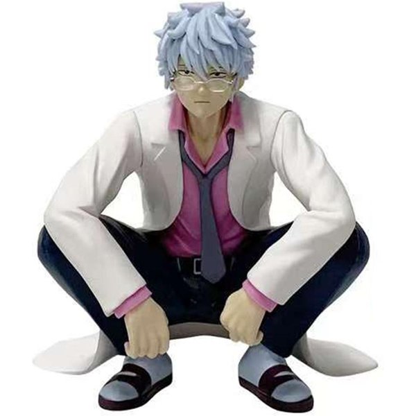 En Stock Figura Anime Gintama De 12CM Sakata Gintoki Katsura Kotarou Modelo De AnimacióN Juguetes Regalos ColeccióN Adornos DecoracióN Gray-image