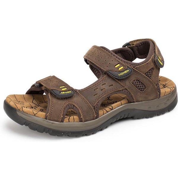 38-48 Verano Hombres Talla Grande Cuero Genuino Hombres Sandalias Verano Hombres Sandalias De Playa Sandalias De Exterior Para Hombres 38 MarróN Oscuro-image