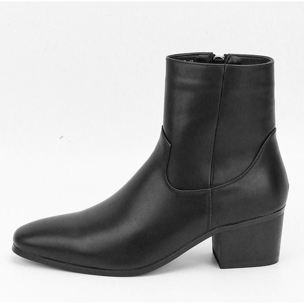 Modne Wysokiej JakośCi MęSkie SkóRzane Buty Buty Na Platformie Designerskie Buty MęSka Moda Wysokie Obcasy Klasyczne Czarne Buty Dla MężCzyzn Buty Dla MężCzyzn 44 Black-image
