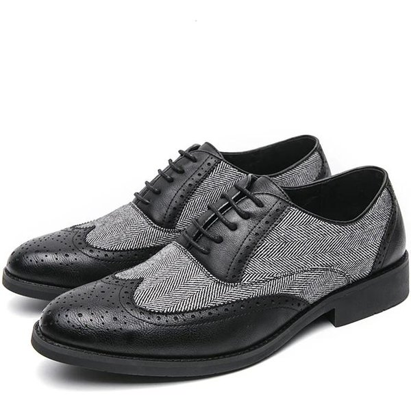 Wysokiej JakośCi SkóRzane Buty Dla MężCzyzny DużA GłOwa Platforma Codzienne MęSkie Buty Modny Projektant Biznesowe MęSkie Buty Eleganckie Zapatillas Hombre 42 Czarny-image