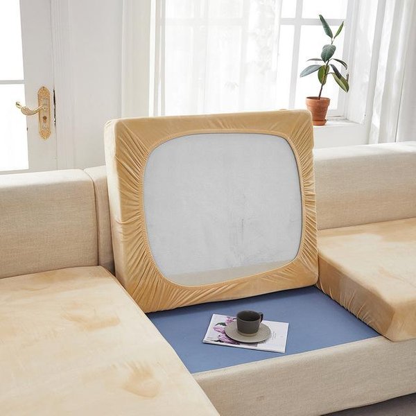 Funda Gruesa EláStica Para CojíN De Sofá Protector De Muebles Funda EláStica Para Asiento De Sofá Color SóLido 9 Colores Funda De Sofá De Sala De Estar De Alta Calidad 1Pc Pillow-image