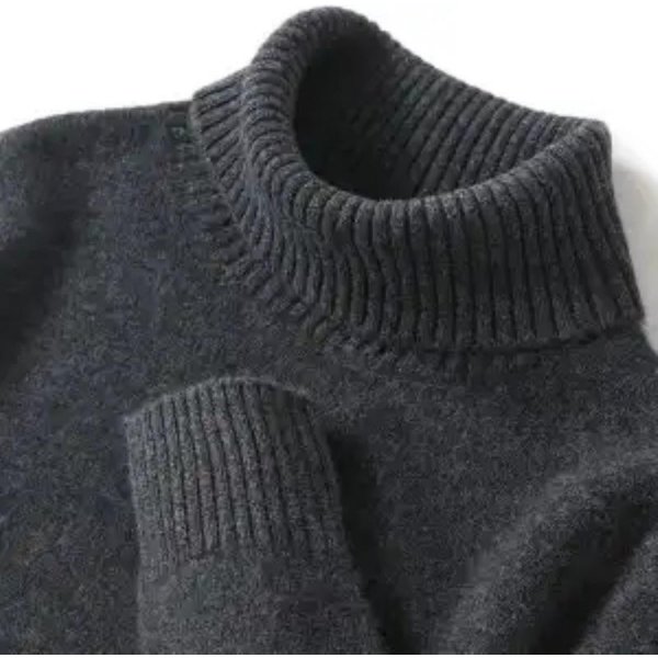 Golf MęSki Sweter Kaszmirowy Jesienno-Zimowy Pogrubiony LuźNy Dzianinowy Wysokiej Klasy Do Noszenia Pod SpóD Z Czystego Kaszmiru XL-image