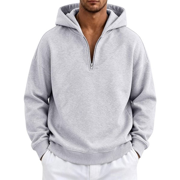 MęSka Bluza Z Kapturem Na Zamek Rozpinana LuźNy KróJ Bluza Z Kapturem Lekka Odzież Sportowa Na Wiosnę Jesień Streetwear S Gray-image