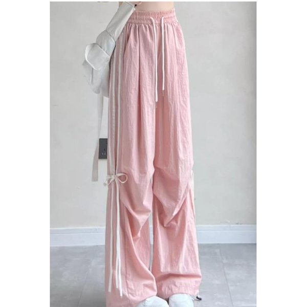 Pantalones De Trabajo Con Lazo Azul Para Mujer En Verano, Finos, De Cintura Alta, CaíDos, PequeñOs, Casuales, Deportivos, De Secado RáPido, De Pierna Ancha XL Gray-image