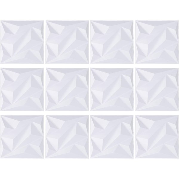 12 Piezas Panel De Pared Decorativo 3D Blanco Mate 300X300Mm Paneles De Pared Texturizados De PVC Para Dormitorio Live White-image