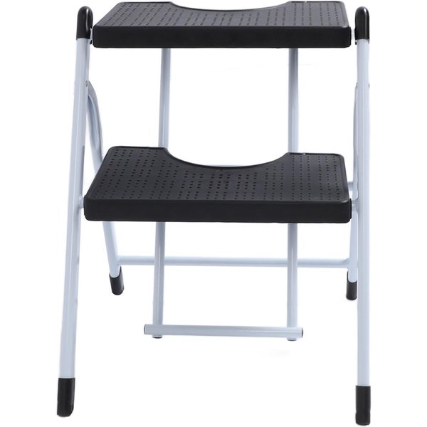 Escalera De 2 PeldañOs Plegable PeldañO Ancho Pedal Ancho Ligera Antideslizante PortáTil Plegable Escalera De 2 Taburetes Black-image