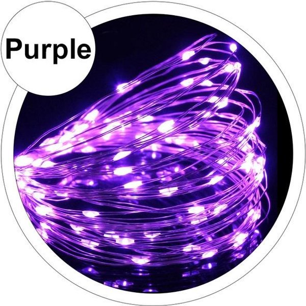 ŚWiatłA Led 2M 5M 10M Usb Girlanda żAróWkowa Led WróżKa BożE Narodzenie Srebrny Drut śLubna Girlanda śWietlna Dekoracja śWiąTeczna 5M 50Leds Fioletowy-image