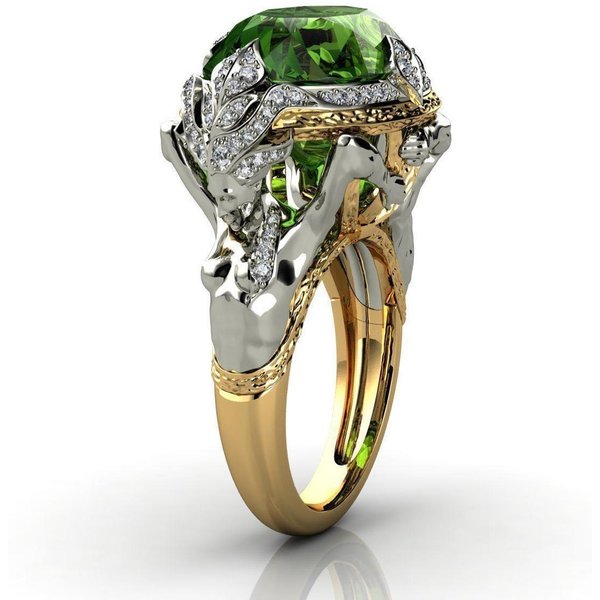 Anillo De Piedras Preciosas De Esmeralda Natural De Oro Amarillo Real De 14K Para Mujer, Anillos De BisuteríA Para Mujer, JoyeríA, Caja De Anillos De Oro De 14K 10 Gray-image