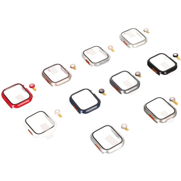 10 Szt. Etui Ochronne Na Ekran Zegarka Twarda Obudowa PC Ochraniacz Ekranu Ze SzkłA Hartowanego Dla Iwatch 8 7 45Mm Gray-image