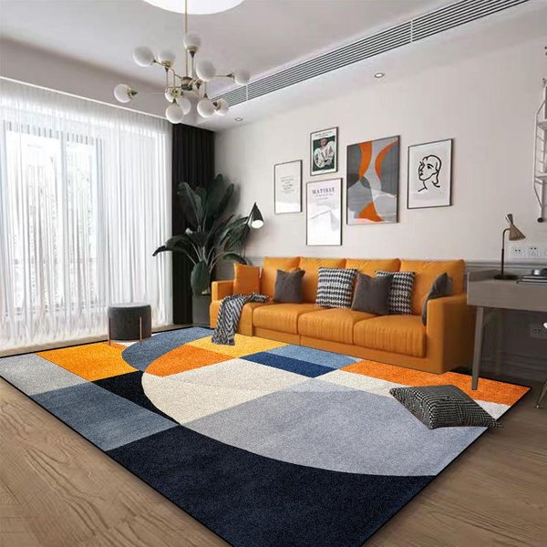 Alfombra GeoméTrica Abstracta NóRdica Para Sala De Estar DecoracióN De Felpa Hogar Moderna Antideslizante Alfombra De Piso Lavable Dormitorio Vestidor 60*90Cm-image