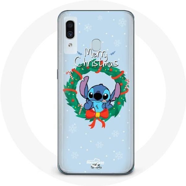 Funda Para Samsung Galaxy A20 Stitch Nieve Feliz Navidad Azul-image