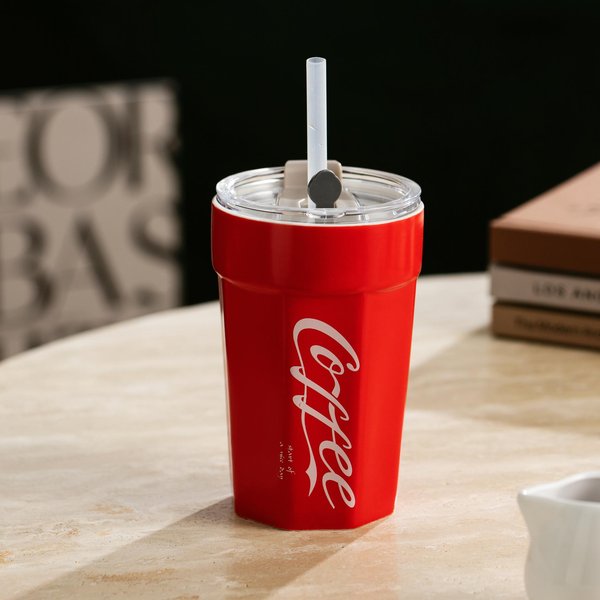 Wysokiej JakośCi Kubek Coca-Coli DużA Pojemność Imitacja Termosu Ze SłOmką Kubek Na Wodę Dla StudentóW Kubek Do Kawy O DużEj PojemnośCi Kubek Ceramiczny 500Ml-image