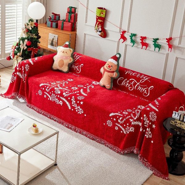 Manta Roja De Navidad Cubre Sofá Universal Para Cuatro Estaciones Manta Multifuncional Cubre Sofá DecoracióN NavideñA Para El Hogar 180X90Cm-image