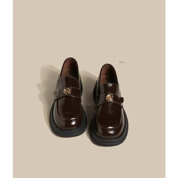Mocasines De Cuero AutéNtico Zapatos De Mujer Primavera Nuevo Slip-On Bombas De Suela Blanda Zapatos De Cuero Estilo BritáNico Zapatos Mary Jane 39 Gray-image