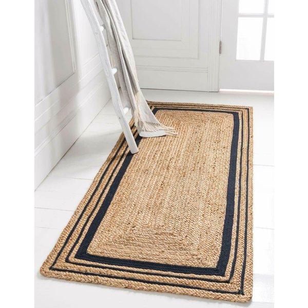 Dywan Jutowy Naturalny Dywan ProstokąT 100% WłóKno Naturalne Dywan Obszarowy Salon WygląD RęCznie Robiony 60 Cm X 90 Cm (2X3Feet) BeżOwy/Czarny-image