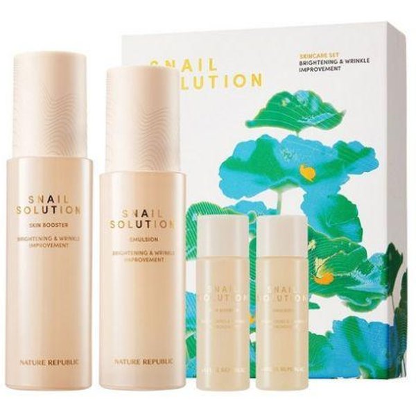 Nature Republic Snail Solution Zestaw Specjalny Do PielęGnacji SkóRy 2-CzęśCiowy (Premia: Tonik 31Ml + Emulsja 31Ml + 5 Maseczek Ze ŚLuzem ŚLimaka) Beige-image