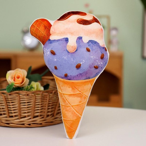 Almohada De Peluche De Helado Relleno Comida Peluche Peluche ImáGenes ImpresióN Verano Sofá Silla Cama DecoracióN Regalo De Navidad-image
