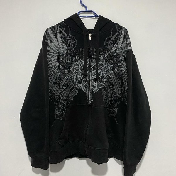 Glyde Y2K Street Nowa Moda Oversize Bluza Z Kapturem Z Nadrukiem Czaszki MęSka Harajuku Vintage Hip Hop Popularna Codzienna Sportowa Bluza Z Kapturem XXL Black-image