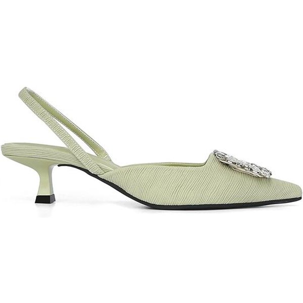 Letnie Damskie KryształOwe CzółEnka Eleganckie Niskie Obcasy ŚLubne Buty Szpiczasty Nosek Wysokie Obcasy Slingback Materiał Cyrkonie SandałY 38-image