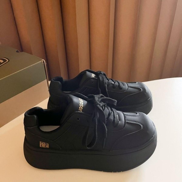 DiseñO Nicho Zapatos De Tablero De Cabeza Grande NiñOs OtoñO Nuevo Ins Suela Gruesa VersáTil Casual Estudiante Zapatos Deportivos 40 Negro-image
