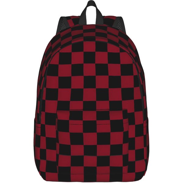 Mochila CláSica Cuadros Gris Oscuro Y Negro Deportiva Instituto Trabajo Daypack Para Hombres Mujeres Bolsas De Lona Para PortáTil M-image