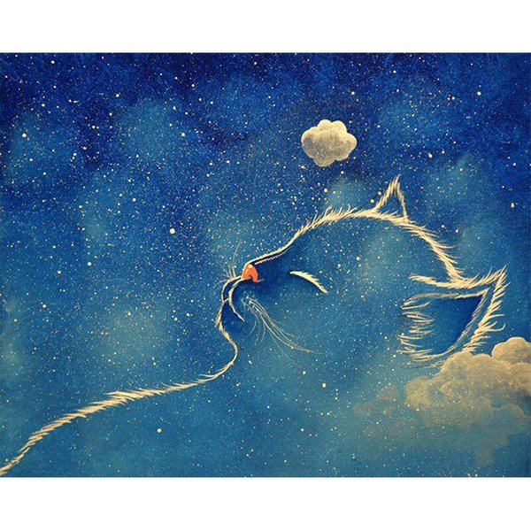 Pintura De Diamantes 5D DIY Gato Durmiendo De Dibujos Animados Punto De Cruz Bordado De Diamantes 20X30CM-image