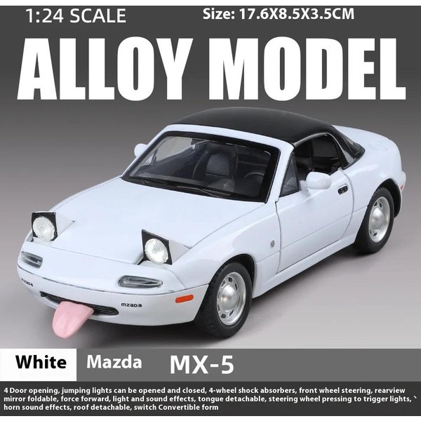 1:24 Mx-5 Miniaturowy Metalowy Odlew Diecast Model Samochodu DźWięK I ŚWiatłO Drzwi Otwierane Kolekcja Prezent Dla ChłOpcóW C375-image