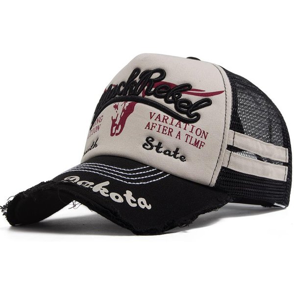 Letnia Siatkowa Czapka Trucker MęSka Vintage Z Haftem Czapka Baseballowa Daszek PrzeciwsłOneczny Retro Snapback Damska Hip Hopowa Czapki Typu Dad Na ZewnąTrz Casual Adjustable Gray-image
