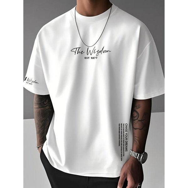 Camiseta De Manga Corta Para Hombre - Transpirable Absorbente Del Sudor Moda Cuello Redondo Manga Corta Camiseta 4XL Blanco-image