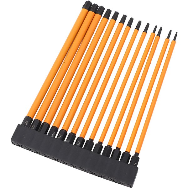 Zestaw BitóW Do WkręTarki 150 Mm 1/4 Cala Trzpień SześCiokąTny Stal Stopowa S2 T5 T6 T7 T8 T9 T10 T15 T20 T25 T27 T30 T35 T40 WkręTak Magnetyczny-image
