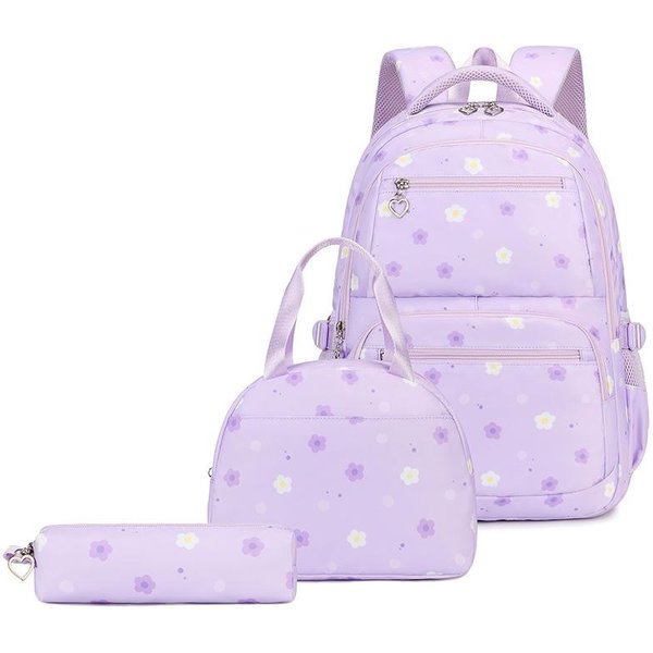 3 Unidades/Set Mochila Escolar Para Estudiantes Bolsas Escolares Infantiles Para NiñAs Mochilas Escolares Para NiñOs Bolsa Impermeable Para Libros Con Bolsa Para El Almuerzo Estuche-image