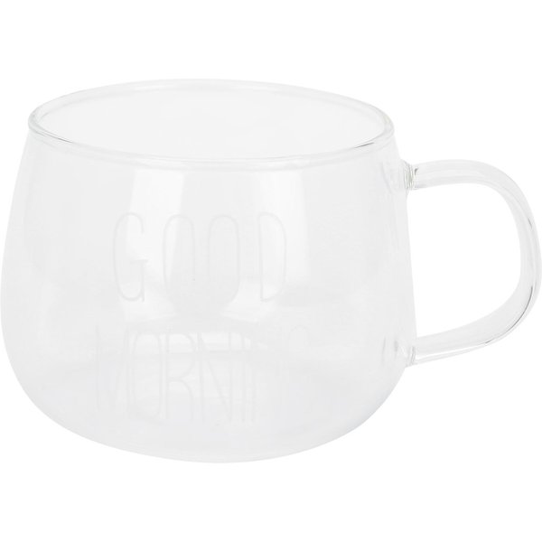 Taza De Café Taza De Vidrio Borosilicato Transparente Con Asa Para Leche Té CóCtel Bebida Etiqueta Blanca-image