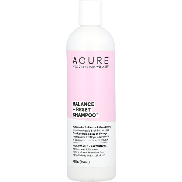 Acure, Champú Balance + Reset, Adecuado Para Todo Tipo De Cabello, Extracto De Fruta De SandíA Y Aroma De Naranja Sanguina, 12 Fl Oz (354 Ml)-image