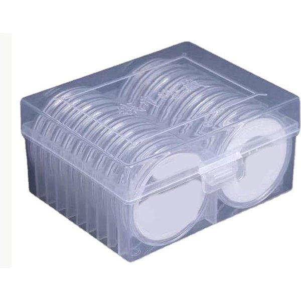 CáPsulas Portamonedas Redondas De PláStico Transparente Contenedor Para Monedas Estuche Para Almacenamiento De Monedas ColeccióN De Monedas Gray-image