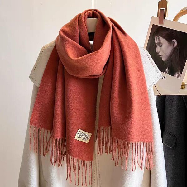 Zimowy Kaszmirowy Damski Szalik Damskie Luksusowe Szale Damska FręDzle Bandana Damska Jednolity Szal Chusty Foulard Szalik Pashmina Brown-image