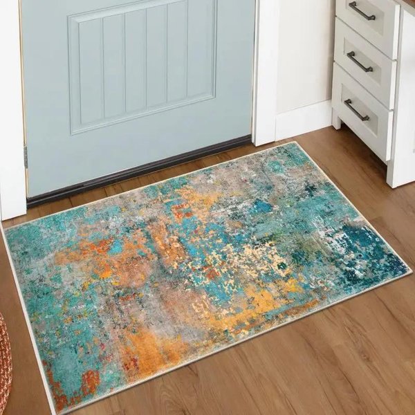 Dywan Z DłUgim WłOsiem – Nowoczesny Dywan Abstrakcyjny Do Salonu, Kuchni, łAzienki, Zmywalna, AntypośLizgowa, Plamoodporna Mata PodłOgowa 80X120Cm(31X46In)-image