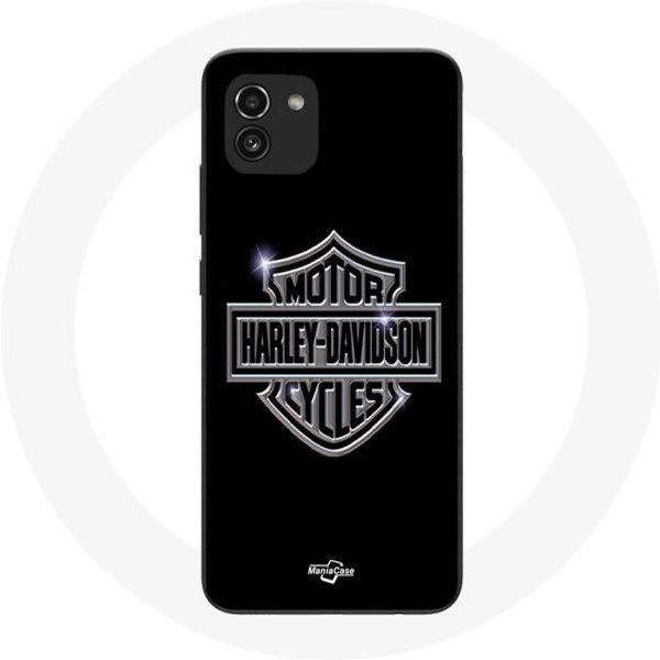 Funda - Maniacase - Samsung Galaxy A03 - Silicona Negra - Logo Harley Davidson - Flexible Negro-image