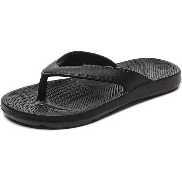 Chanclas De Verano Frescas Para Mujer Super Ligeras Para Exteriores Suela Suave Antideslizantes Casuales Zapatillas De Mujer Sandalias Planas De EVA Para Pareja 42-43 Negro-image