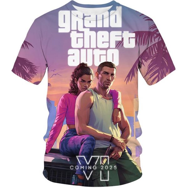 Koszulka Gta 6 Gra Nadruk 3D Odzież Uliczna MęSka I Damska Koszulka Casualowa Modna OddychająCa I Wygodna Odzież Wierzchnia 6XL-image