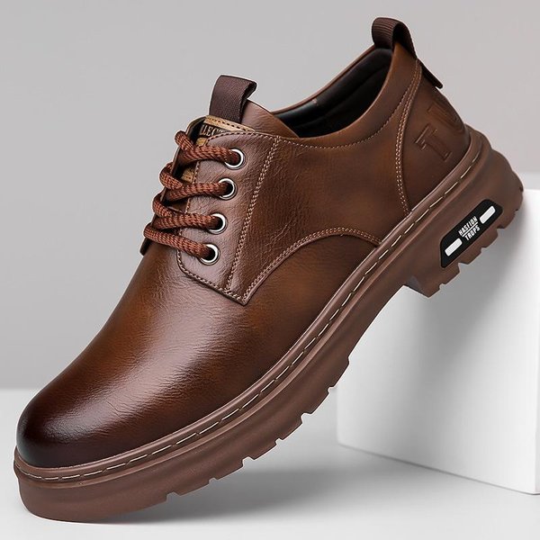 Zapatos De Cuero Para Hombre Nuevos Zapatos Casuales De Negocios De Primavera Para Hombre Zapatos De Trabajo De Suela Blanda Estilo BritáNico Zapatos Casuales De Cuero 44 MarróN-image