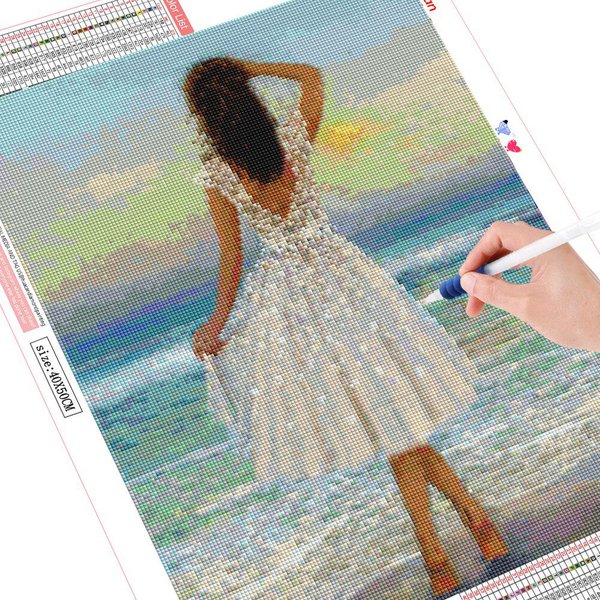 Pintura De Diamantes 5D NiñA Taladro Cuadrado Completo Mosaico De Diamantes Mar Completo Kit De Diamantes Bordado 20X30CM-image